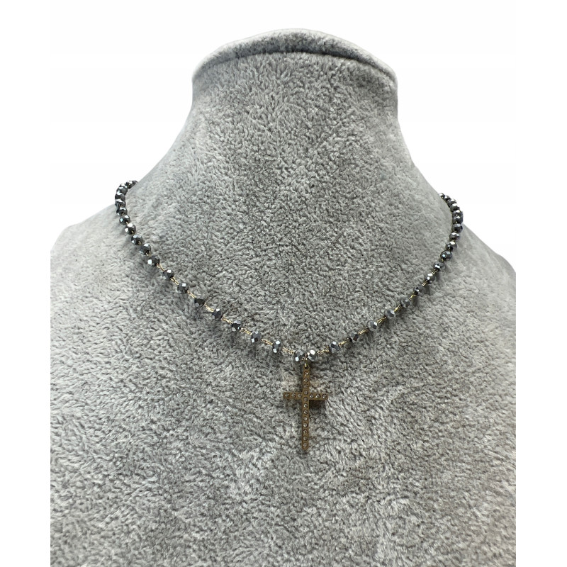 375 Naszyjnik różaniec KORALIKI KRZYŻ KRZYŻYK