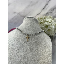 375 Naszyjnik różaniec KORALIKI KRZYŻ KRZYŻYK