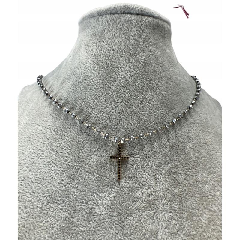 876 Naszyjnik różaniec KORALIKI KRZYŻ KRZYŻYK