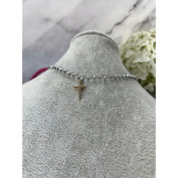 876 Naszyjnik różaniec KORALIKI KRZYŻ KRZYŻYK