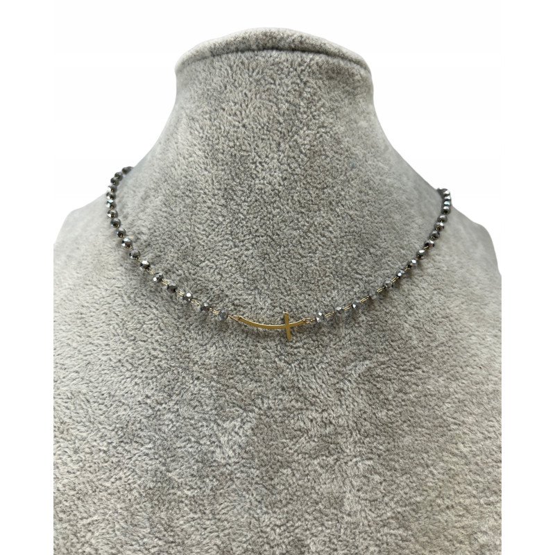 1122 Naszyjnik różaniec KORALIKI KRZYŻ KRZYŻYK