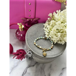 1305 Złota bransoletka KORALIKI SERCE STAL 316L