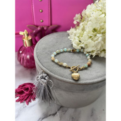 1305 Złota bransoletka KORALIKI SERCE STAL 316L