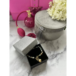 1305 Złota bransoletka KORALIKI SERCE STAL 316L