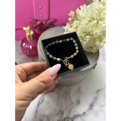 1305 Złota bransoletka KORALIKI SERCE STAL 316L