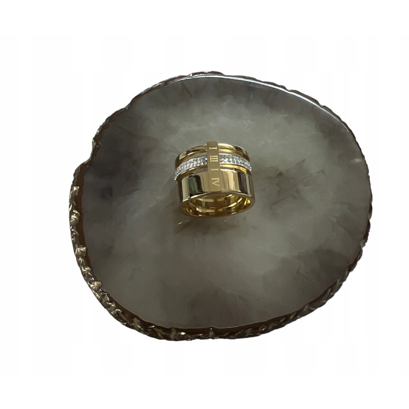 990 Pierścionek OBRĄCZKA CYRKONIE r 6/16mm stal