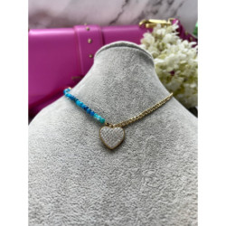 1177 Naszyjnik różaniec KORALIKI SERCE STAL 316L