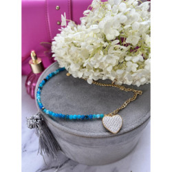 1177 Naszyjnik różaniec KORALIKI SERCE STAL 316L