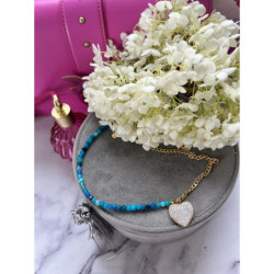 1177 Naszyjnik różaniec KORALIKI SERCE STAL 316L