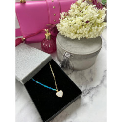 1177 Naszyjnik różaniec KORALIKI SERCE STAL 316L