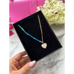 1177 Naszyjnik różaniec KORALIKI SERCE STAL 316L