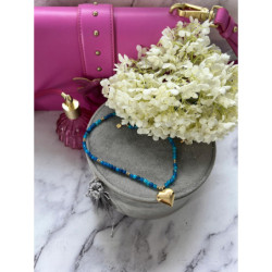 843 Naszyjnik różaniec KORALIKI SERCE STAL 316L