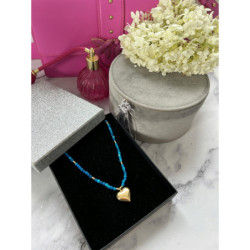 843 Naszyjnik różaniec KORALIKI SERCE STAL 316L