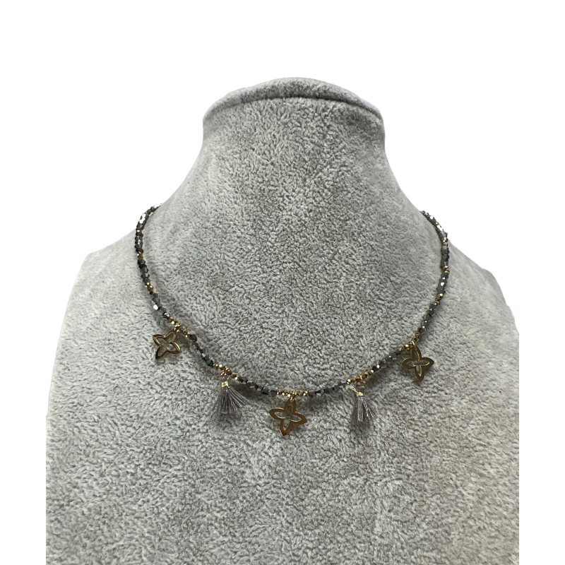 441 Naszyjnik koraliki KONICZYNKA Moon River stal