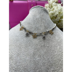 441 Naszyjnik koraliki KONICZYNKA Moon River stal