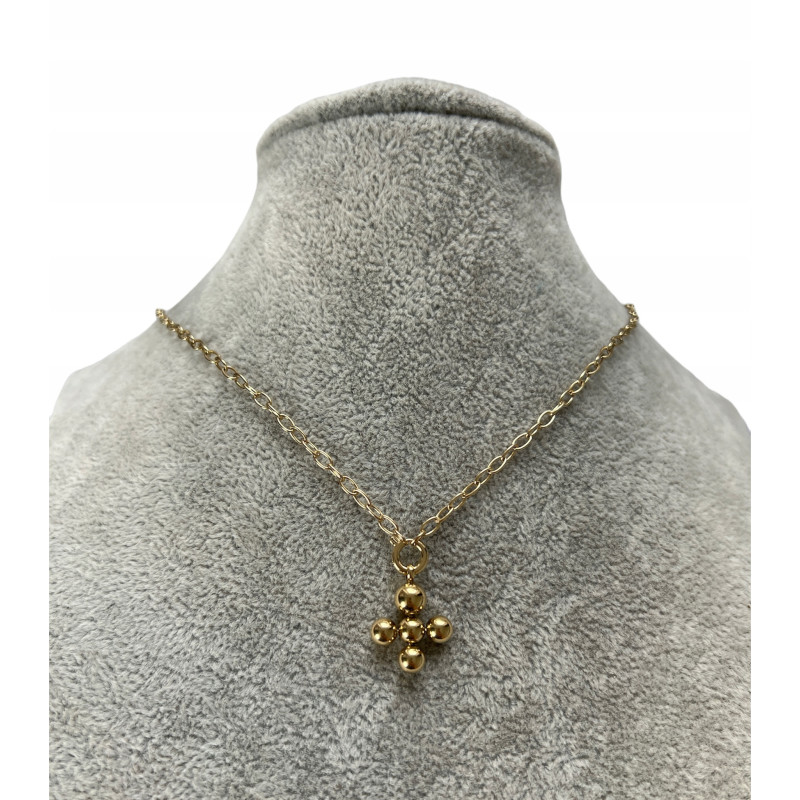 1073 Złoty naszyjnik celebrytka KRZYŻ KRZYŻYK STAL