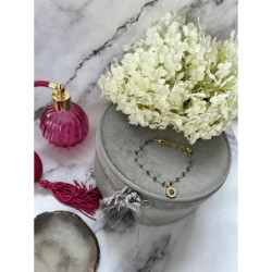 344 Złota bransoletka KORALIKI HOLO DRZEWO STAL