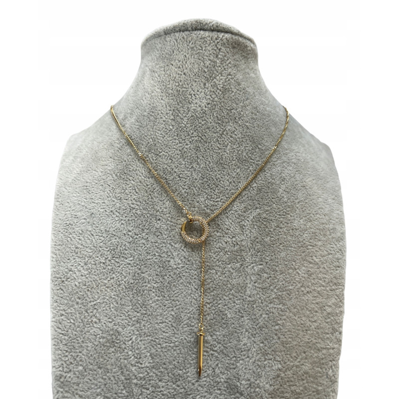 228 Złoty naszyjnik krawatka GWÓŹDŹ stal 316L