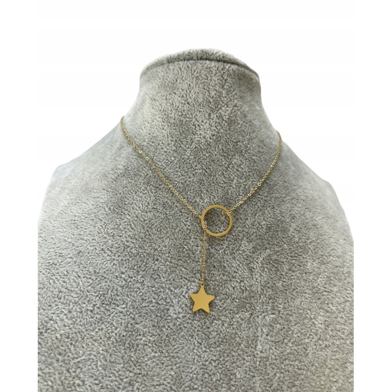 1007 Złoty naszyjnik krawatka GWIAZDKA stal 316L