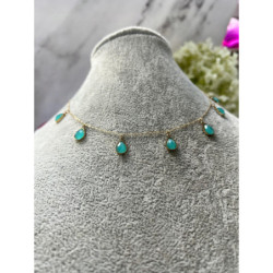 1233 Złoty naszyjnik TURKUSOWE ŁEZKI STAL 316L