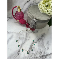 1233 Złoty naszyjnik TURKUSOWE ŁEZKI STAL 316L