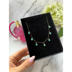 1233 Złoty naszyjnik TURKUSOWE ŁEZKI STAL 316L