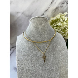 544 Złoty naszyjnik łańcuszek ŻMIJKA KRZYŻ KRZYŻYK