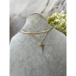 544 Złoty naszyjnik łańcuszek ŻMIJKA KRZYŻ KRZYŻYK
