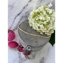 544 Złoty naszyjnik łańcuszek ŻMIJKA KRZYŻ KRZYŻYK