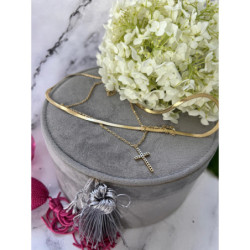 544 Złoty naszyjnik łańcuszek ŻMIJKA KRZYŻ KRZYŻYK