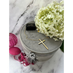 446 Złoty naszyjnik łańcuszek KRZYŻ KRZYŻYK stal