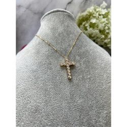 434 Złoty naszyjnik łańcuszek KRZYŻ KRZYŻYK HOLO
