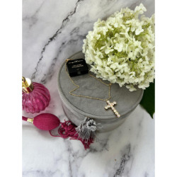 434 Złoty naszyjnik łańcuszek KRZYŻ KRZYŻYK HOLO