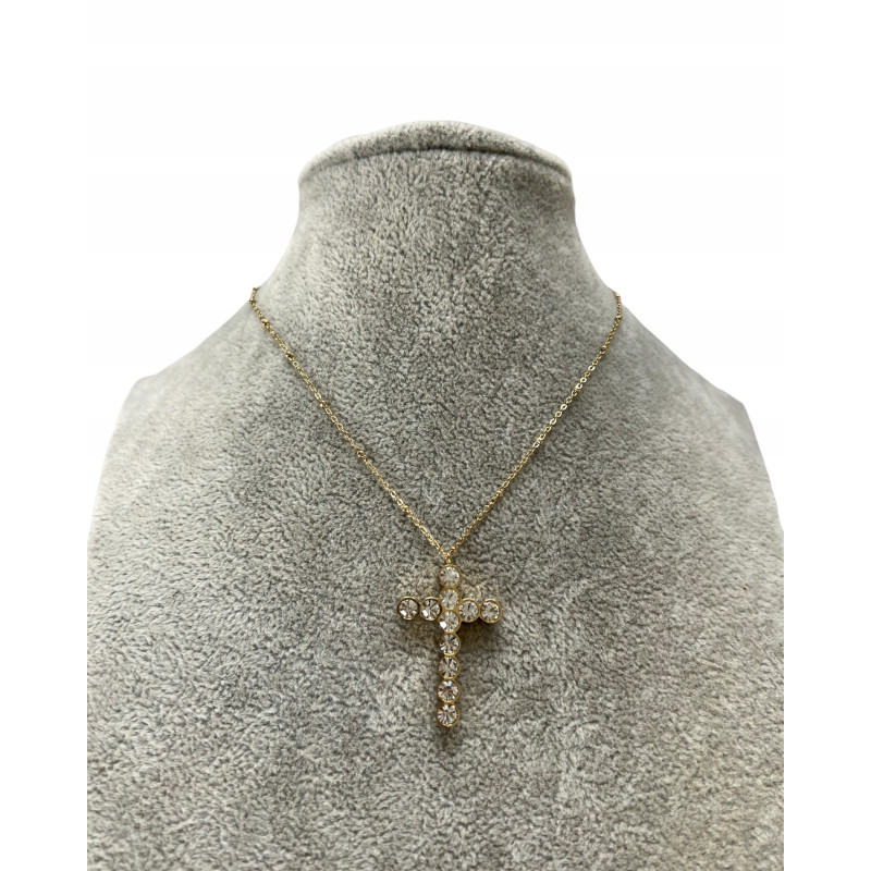 934 Złoty naszyjnik łańcuszek KRZYŻ KRZYŻYK STAL
