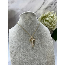 934 Złoty naszyjnik łańcuszek KRZYŻ KRZYŻYK STAL
