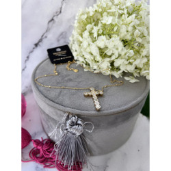 934 Złoty naszyjnik łańcuszek KRZYŻ KRZYŻYK STAL