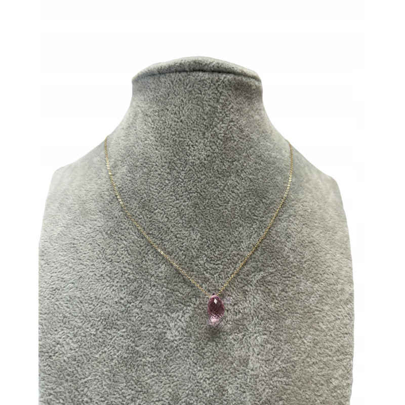 631 Złoty łańcuszek celebrytka RÓŻOWA ŁEZKA STAL