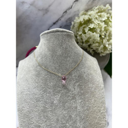 631 Złoty łańcuszek celebrytka RÓŻOWA ŁEZKA STAL