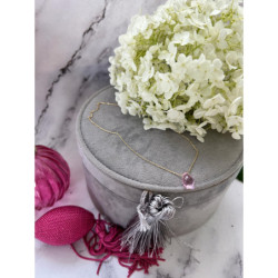 631 Złoty łańcuszek celebrytka RÓŻOWA ŁEZKA STAL