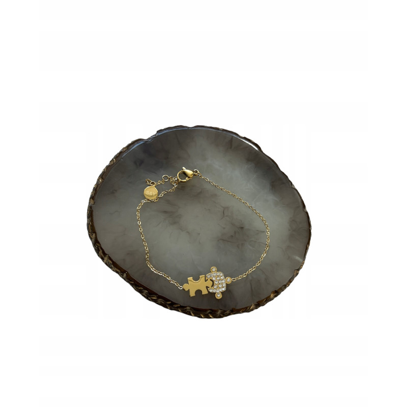 607 Złota bransoletka ZŁĄCZONE PUZZLE stal 316L