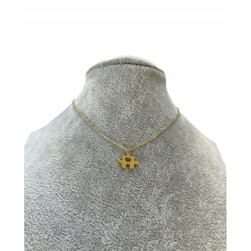 853 Złoty łańcuszek celebrytka PUZZLE SERCE STAL