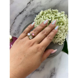 1138 Pierścionek KOLOROWE KAMIENIE stal r 7/17mm