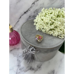 1138 Pierścionek KOLOROWE KAMIENIE stal r 8/18mm