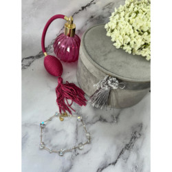 707 Bransoletka na nogę kostkę KORALIKI SERCA STAL