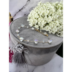 707 Bransoletka na nogę kostkę KORALIKI SERCA STAL