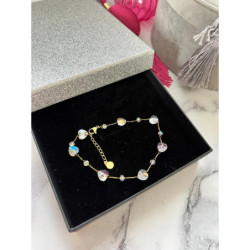 707 Bransoletka na nogę kostkę KORALIKI SERCA STAL