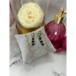 191 Złote kolczyki łańcuszek ZACISK nausznica STAL