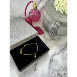 1166 Bransoletka na nogę kostkę KRZYŻ STAL 316