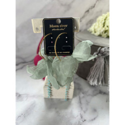 1090 Złote kolczyki JEDWABNE MOON River zielony