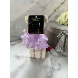 733 Złote kolczyki JEDWABNE MOON River fioletowe